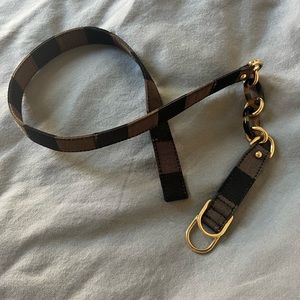 Fendi brown light brown chainlink belt with tortoise shell and gold accents